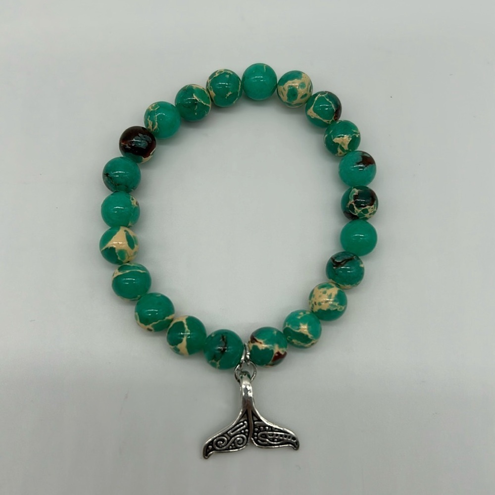 1914- Fish Tail Natural Stone Beads Handmade Women’s Bracelet NWT